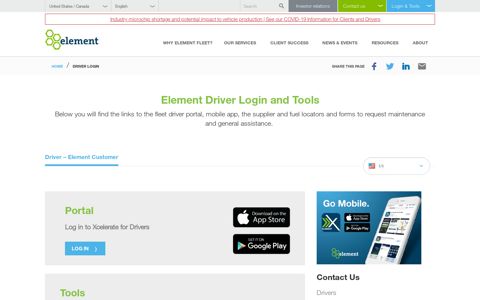 Driver Login - Element Fleet - Element Fleet Management