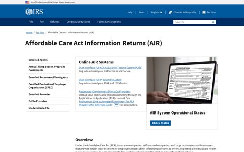 Affordable Care Act Information Returns (AIR) | Internal ...