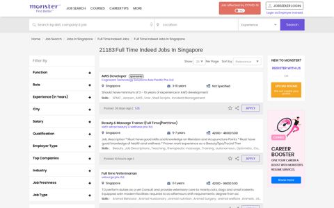 Full Time Indeed Jobs in Singapore (Dec 2020) - Salary ...