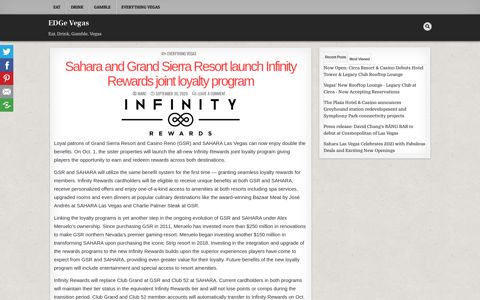 Sahara and Grand Sierra Resort launch Infinity Rewards joint ...
