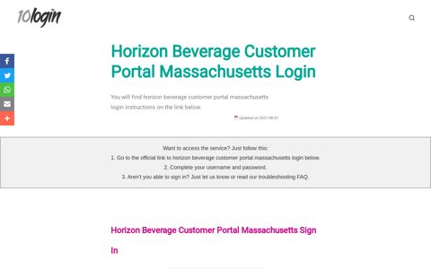 ▷ Horizon Beverage Customer Portal Massachusetts Login ...