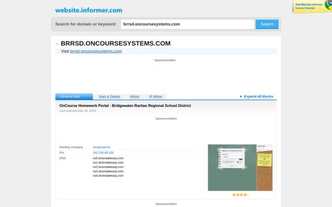 brrsd.oncoursesystems.com at WI. OnCourse Homework Portal