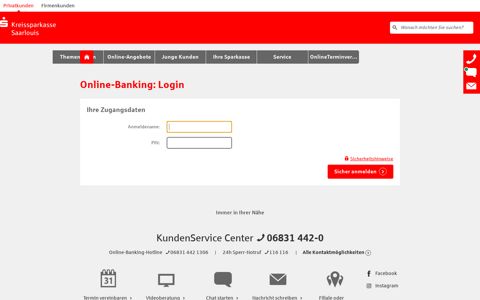 Login Online-Banking - Kreissparkasse Saarlouis