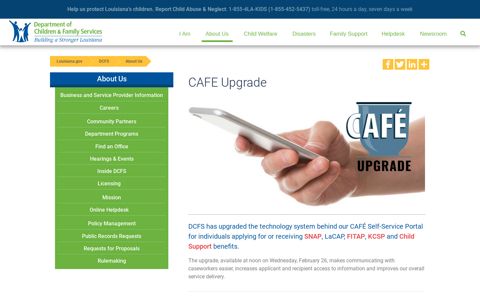 CAFE Upgrade | Louisiana Department of Children & Family ...