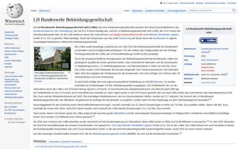 LH Bundeswehr Bekleidungsgesellschaft – Wikipedia