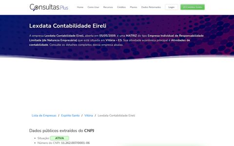 Lexdata Contabilidade » CNPJ de Vitória / ES - Consultas Plus