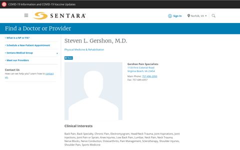 Steven Gershon, M.D. | Sentara Healthcare