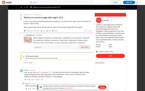 Redirect to previous page after login? (5.3) : laravel - Reddit
