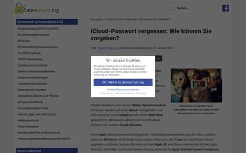 iCloud Passwort vergessen? ¦ datenschutz.org