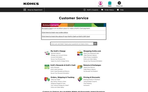 Customer Service - Kohl's