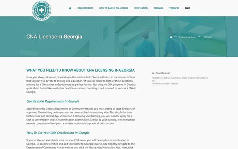 CNA License in Georgia