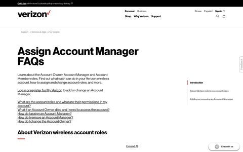 Assign Account Manager FAQs - Verizon