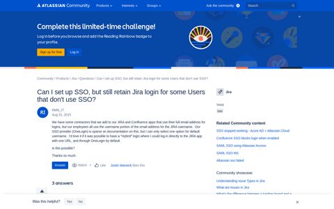 Can I set up SSO, but still retain Jira login for ...