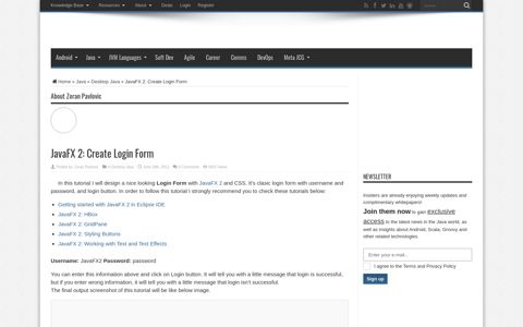 JavaFX 2: Create Login Form | Java Code Geeks - 2020