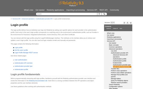 Login profile - Relativity Developer Documentation