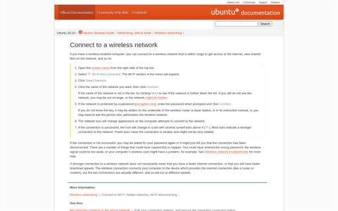 Connect to a wireless network - Official Ubuntu Documentation