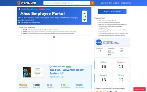 Ahss Employee Portal - Portal-DB.live