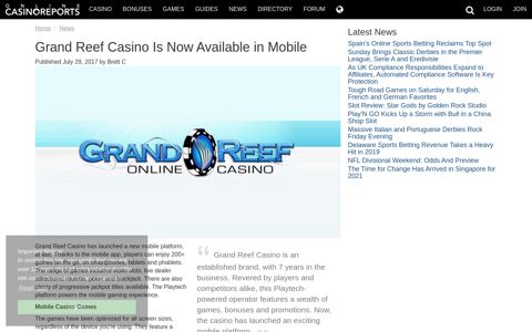 Grand Reef Casino Is Now Available in Mobile | Online ...