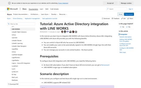 Tutorial: Azure Active Directory integration with LINE WORKS ...