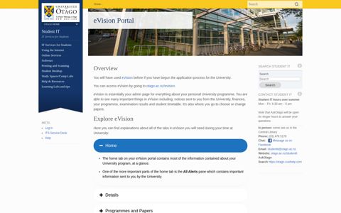 eVision Portal | Student IT - Otago Blogs - University of Otago