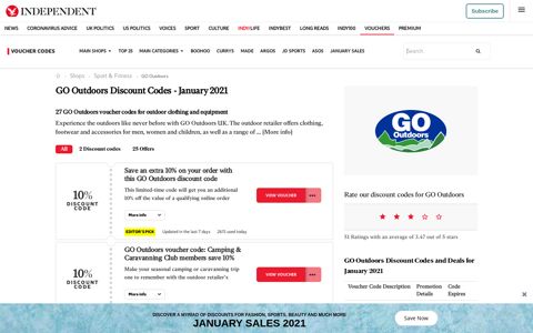 GO Outdoors Discount Code | 15% off in Dec 2020