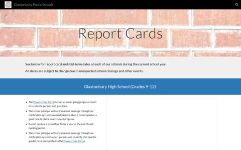 Report Cards - Glastonbury Public Schools