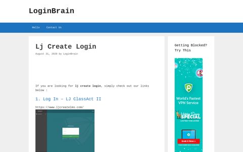 Lj Create - Log In - Lj Classact Ii - LoginBrain