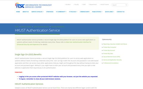 HKUST Authentication Service | ITSC