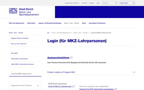 Login (für MKZ-Lehrpersonen) - Stadt Zürich