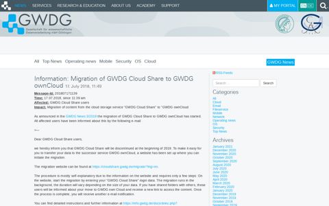 Information: Migration of GWDG Cloud Share to GWDG ...