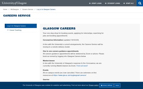 MyGlasgow - Careers Service - Log in ... - University of Glasgow