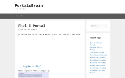 Fhpl E - Login - Fhpl - PortalsBrain - Portal Database