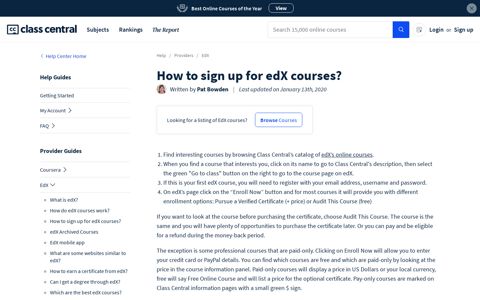 How to sign up for edX courses? | Class Central Help Center