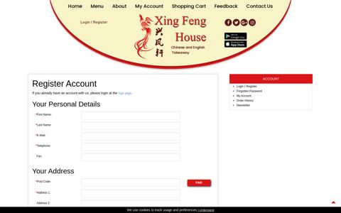 Register Account|Xing Feng House-625 Holderness Road, Hull