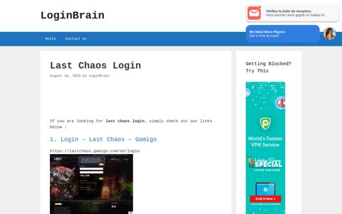 Last Chaos - Login - Last Chaos - Gamigo - LoginBrain
