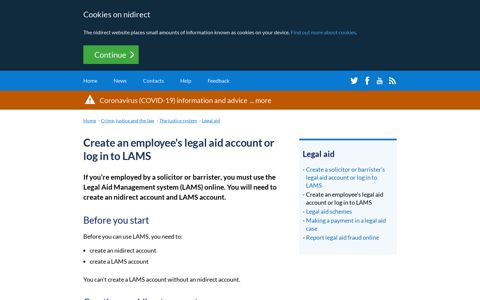 Create an employee's legal aid account or log in to LAMS ...
