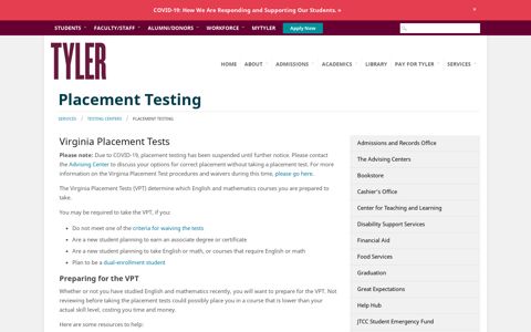 Placement Testing - John Tyler Community College