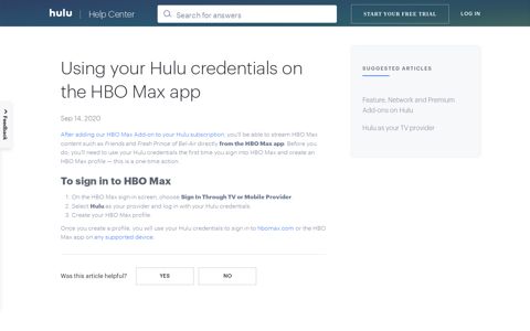Using your Hulu credentials on the HBO Max app - Hulu Help