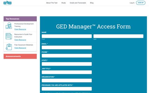 Request Access to GED Manager - GED