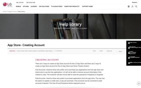 Help library: App Store- Creating Account | LG Canada