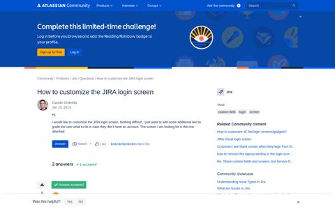Solved: How to customize the JIRA login screen