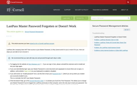 LastPass Master Password Forgotten or Doesn't Work | IT ...