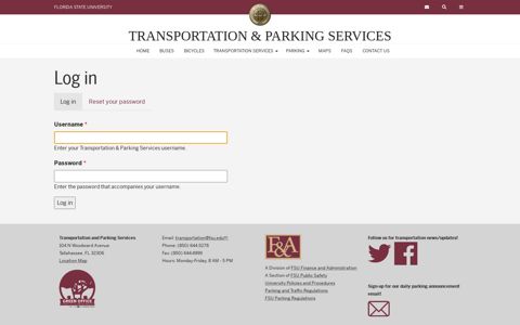 Log in | Transportation & Parking Services - FSU | Transportation