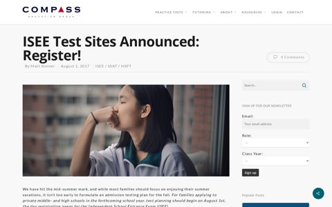 ISEE Test Sites Announced: Register! - Compass Education ...