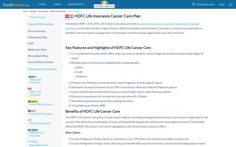 HDFC Life Cancer Care Plan - Check Benefits & Apply Online