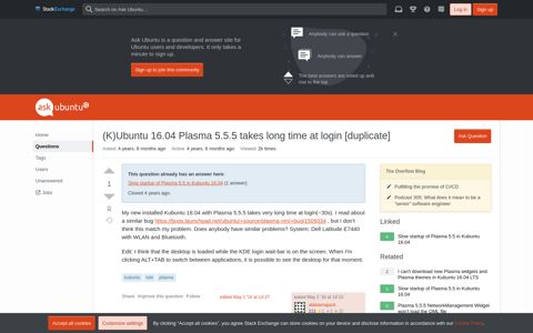 kubuntu - (K)Ubuntu 16.04 Plasma 5.5.5 takes long time at login