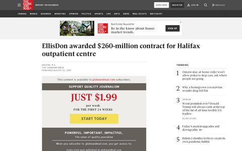 EllisDon awarded $260-million contract for Halifax outpatient ...