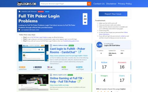 Full Tilt Poker Login Problems - Logins-DB