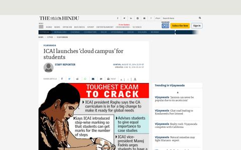 ICAI launches 'cloud campus' for students - The Hindu