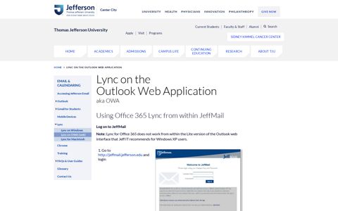 Lync on the |Outlook Web Application - Thomas Jefferson ...